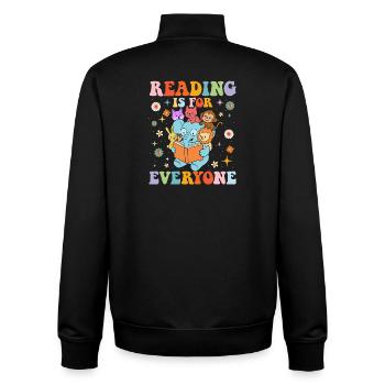 Reading Is For Everyone inklusiv Bücherwurm-Zitat - Unisex Organic Zip Sweatshirt von Stanley/Stella - Schwarz - Hinten - AI Model Male 185 light (185cm)