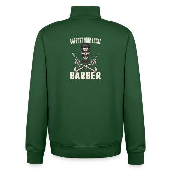 Coiffeur Salon Coiffeur Coiffeur Cadeaux - Sweat zippé unisexe en coton bio Stanley/Stella - vert bouteille - Dos - AI Model Male 185 dark (185cm)