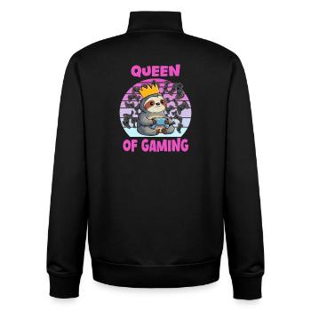 Sloth Queen of gaming - Unisex Organic Zip Sweatshirt by Stanley/Stella - black - Back - AI Model Male 185 light (185cm)