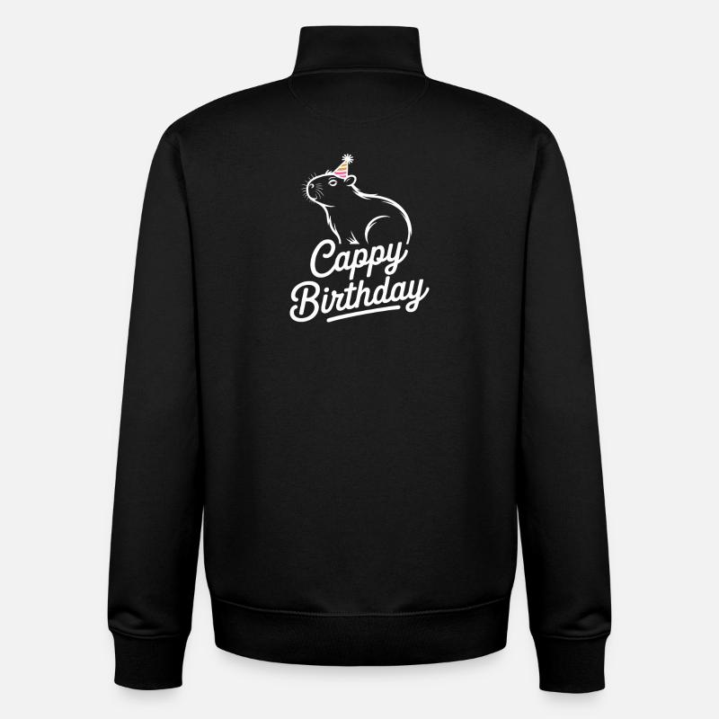 Capybara Birthday Cappy Birthday Funny Capy - Unisex Organic Zip Sweatshirt by Stanley/Stella - black