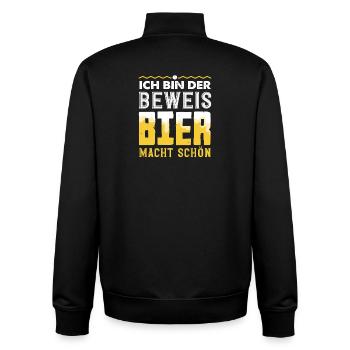 Je suis la preuve – la bière te rend belle - Sweat zippé unisexe en coton bio Stanley/Stella - noir - Dos - AI Model Male 185 light (185cm)