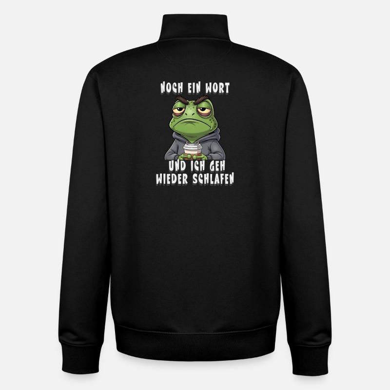 Annoyed frog coffee tiredness - Unisex Organic Zip Sweatshirt by Stanley/Stella - black