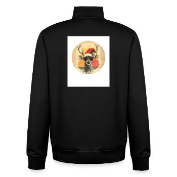 Rentier Hirsch Geweih Reindeer Vintage Weihnachten - Unisex Organic Zip Sweatshirt von Stanley/Stella - Schwarz - Hinten - AI Model Male 185 light (185cm)