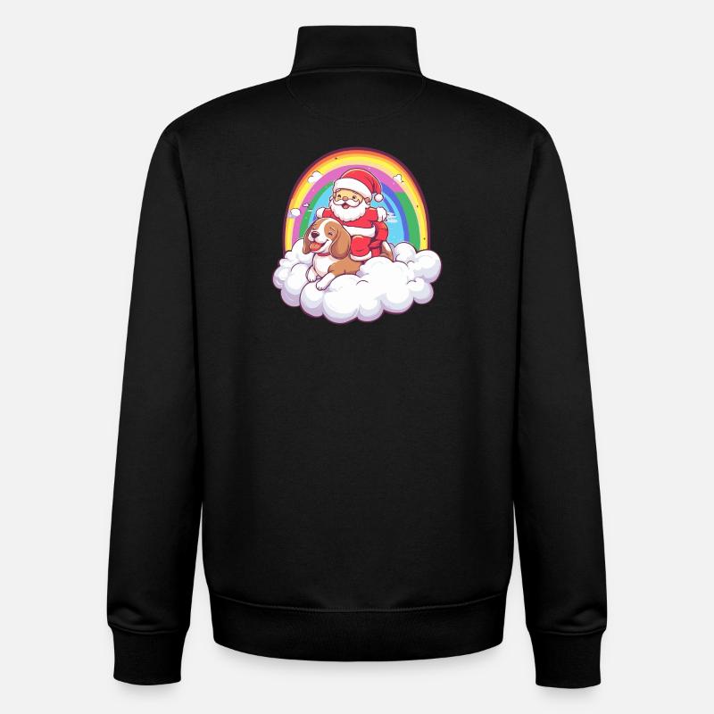 Noël du Père Noël du Beagle - Sweat zippé unisexe en coton bio Stanley/Stella - noir