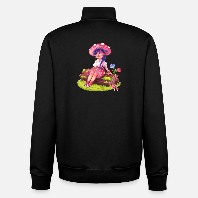 Fille Champignon dans une Forêt - Sweat zippé unisexe en coton bio Stanley/Stella - noir