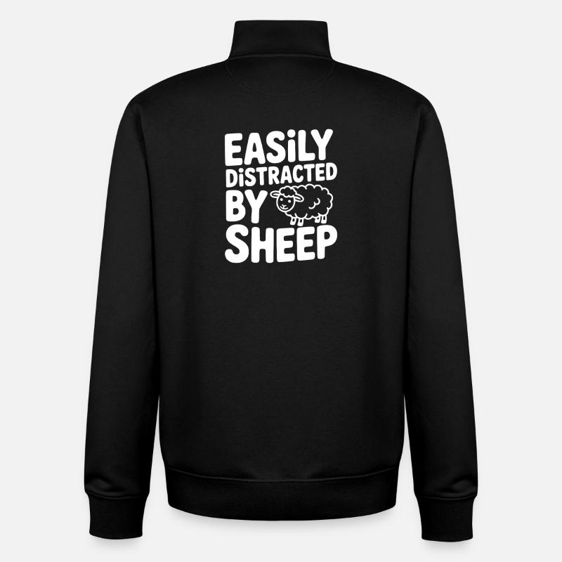 Facilement distrait par les moutons - Sweat zippé unisexe en coton bio Stanley/Stella - noir