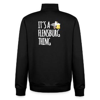It's A Flensburg Thing - Unisex Organic Zip Sweatshirt von Stanley/Stella - Schwarz - Hinten - AI Model Male 185 light (185cm)
