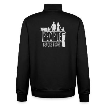 People Before Profit Activism Justice Logo - Unisex Organic Zip Sweatshirt by Stanley/Stella - black - Back - AI Model Male 185 light (185cm)