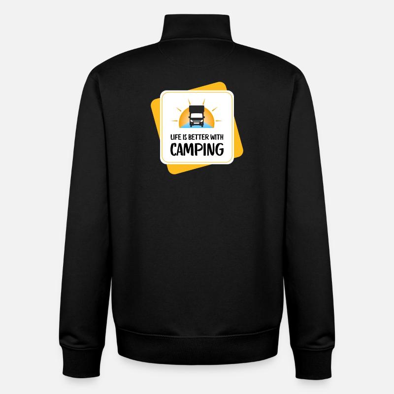 Life Is Better with Camping – Design - Unisex Organic Zip Sweatshirt von Stanley/Stella - Schwarz