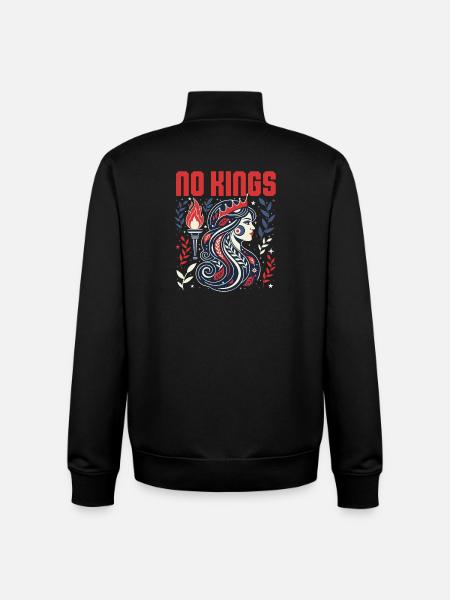 No Kings Bold Anti-Monarchy Liberty USA - Unisex Organic Zip Sweatshirt by Stanley/Stella - black