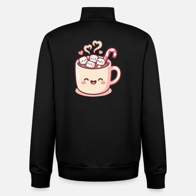 Kuschelmug mit Marshmallows & Zuckerstange - Unisex Organic Zip Sweatshirt von Stanley/Stella - Schwarz
