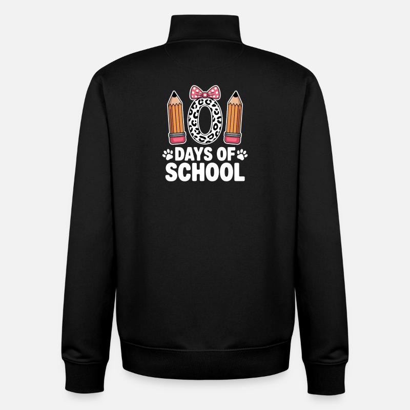 Léopard Pencil Retour à l’école - Sweat zippé unisexe en coton bio Stanley/Stella - noir