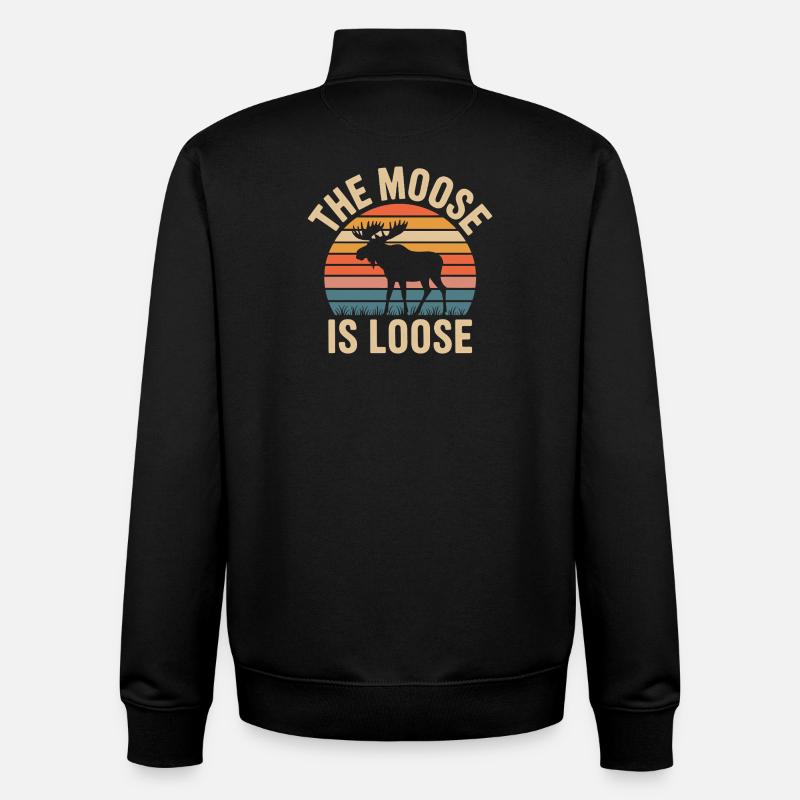 Moose Sunset Is Loose - Unisex Organic Zip Sweatshirt by Stanley/Stella - black