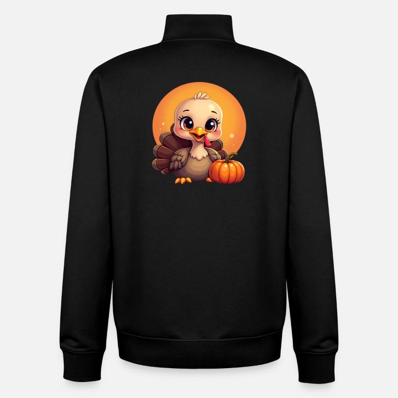 Bébé dinde de Thanksgiving - Sweat zippé unisexe en coton bio Stanley/Stella - noir