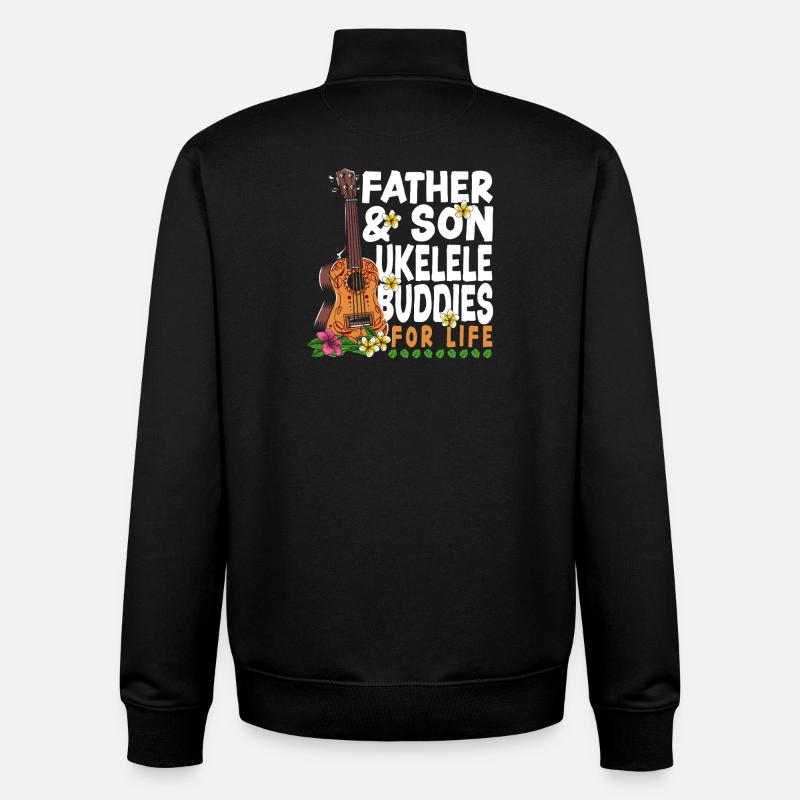 Hawaiian Ukulele Uke Dad Son - Unisex Organic Zip Sweatshirt von Stanley/Stella - Schwarz
