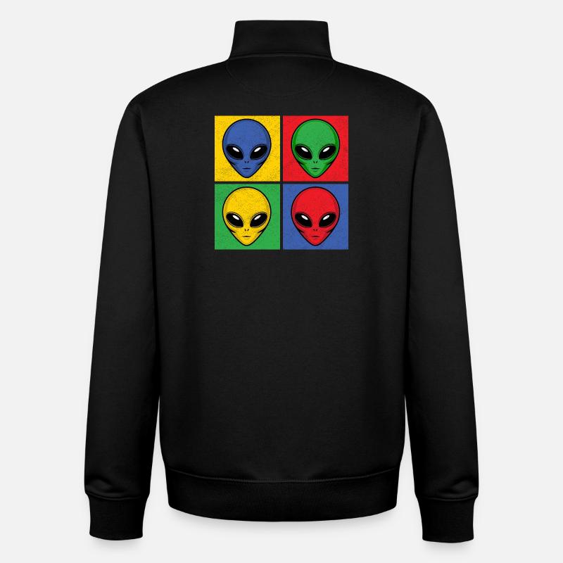 Aliens Pop-Art Popart Alienköpfe Aliengesichter - Unisex Organic Zip Sweatshirt von Stanley/Stella - Schwarz