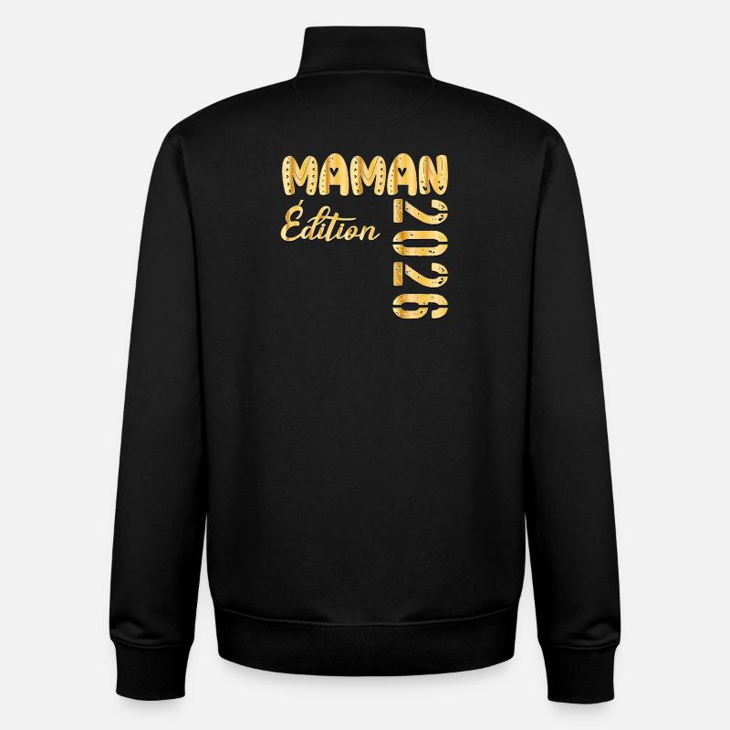 Maman 2026 Édition - Sweat zippé unisexe en coton bio Stanley/Stella - noir