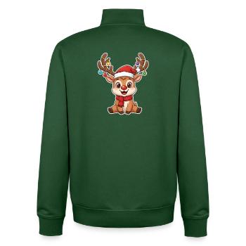 Lustiges rot nase Rentier Cartoon Weihnachtsmotiv - Unisex Organic Zip Sweatshirt von Stanley/Stella - Flaschengrün - Hinten - AI Model Male 185 dark (185cm)