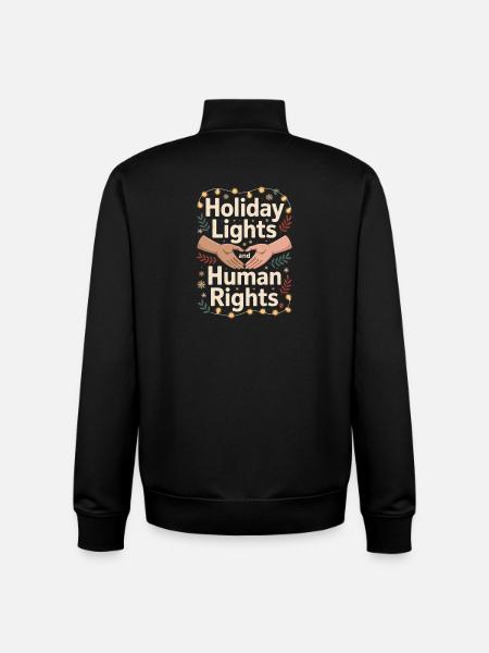 Holiday Lights and Human Rights - Unisex Organic Zip Sweatshirt by Stanley/Stella - black