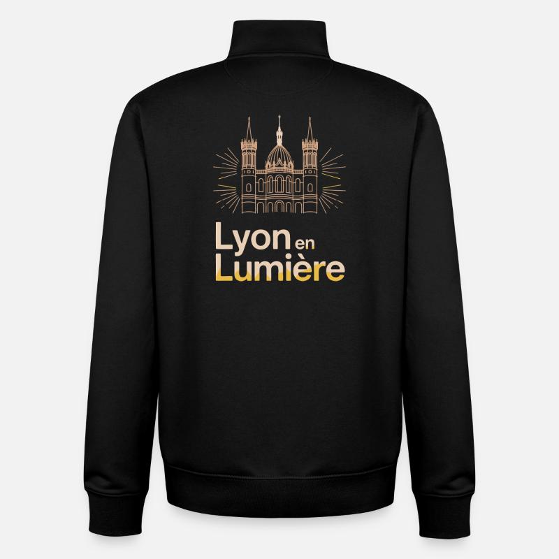 Lyon en lumière: Stylized cathedral - Unisex Organic Zip Sweatshirt by Stanley/Stella - black