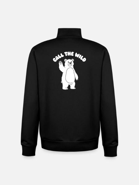 Wild Bear Waving Cartoon - Unisex Organic Zip Sweatshirt by Stanley/Stella - black