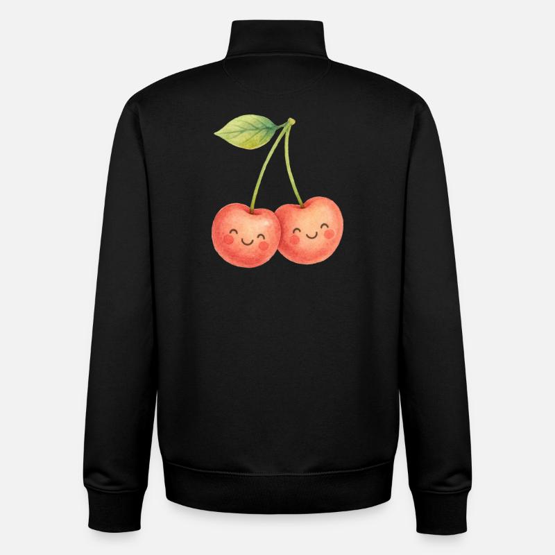 Kuschelige Kirschpärchen Kirsche Obst Sommer Liebe - Unisex Organic Zip Sweatshirt von Stanley/Stella - Schwarz