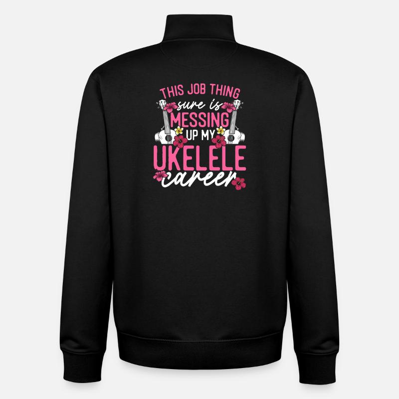Ukulélé hawaïen uke ce métier - Sweat zippé unisexe en coton bio Stanley/Stella - noir