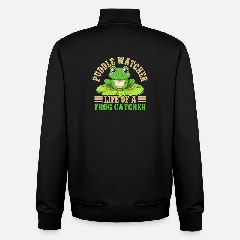 Grenouille Attrape-Grenouille Observatrice de Flaques - Sweat zippé unisexe en coton bio Stanley/Stella - noir