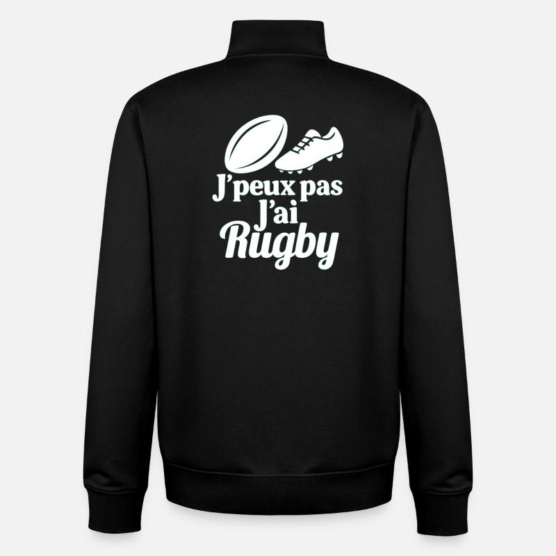 J'peux pas j'ai Rugby - Sweat zippé unisexe en coton bio Stanley/Stella - noir