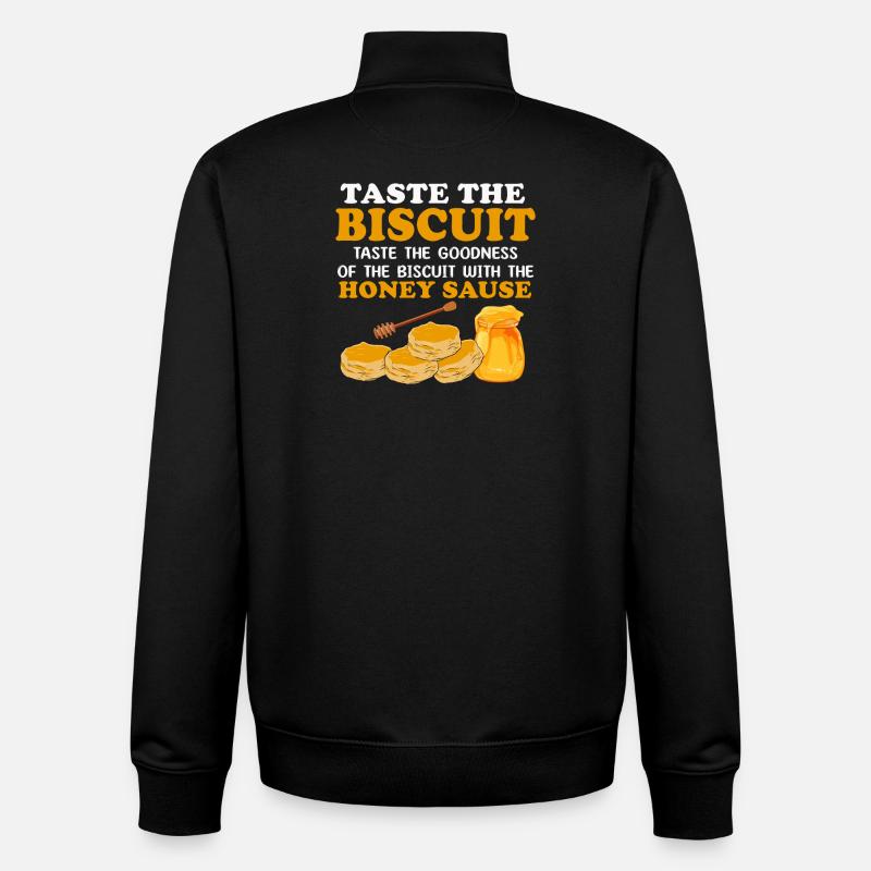 Honey Biscuit Slogan Art - Sweat zippé unisexe en coton bio Stanley/Stella - noir