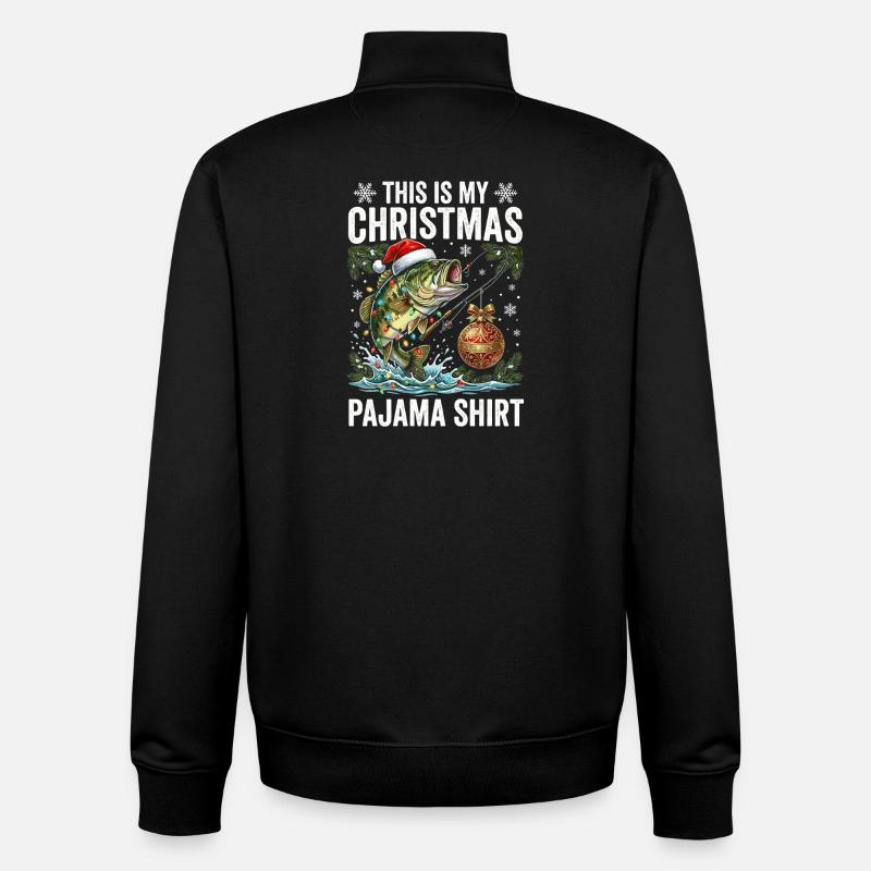 Chemise de pyjama poisson de Noël - Sweat zippé unisexe en coton bio Stanley/Stella - noir