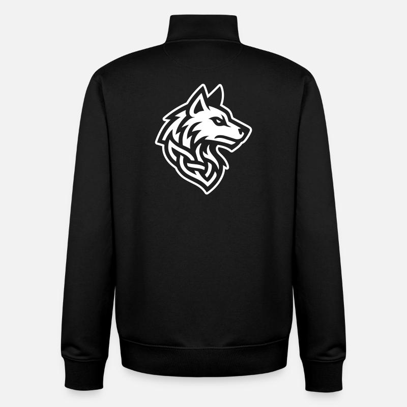 Wolf Kopf Nordisch - Unisex Organic Zip Sweatshirt von Stanley/Stella - Schwarz