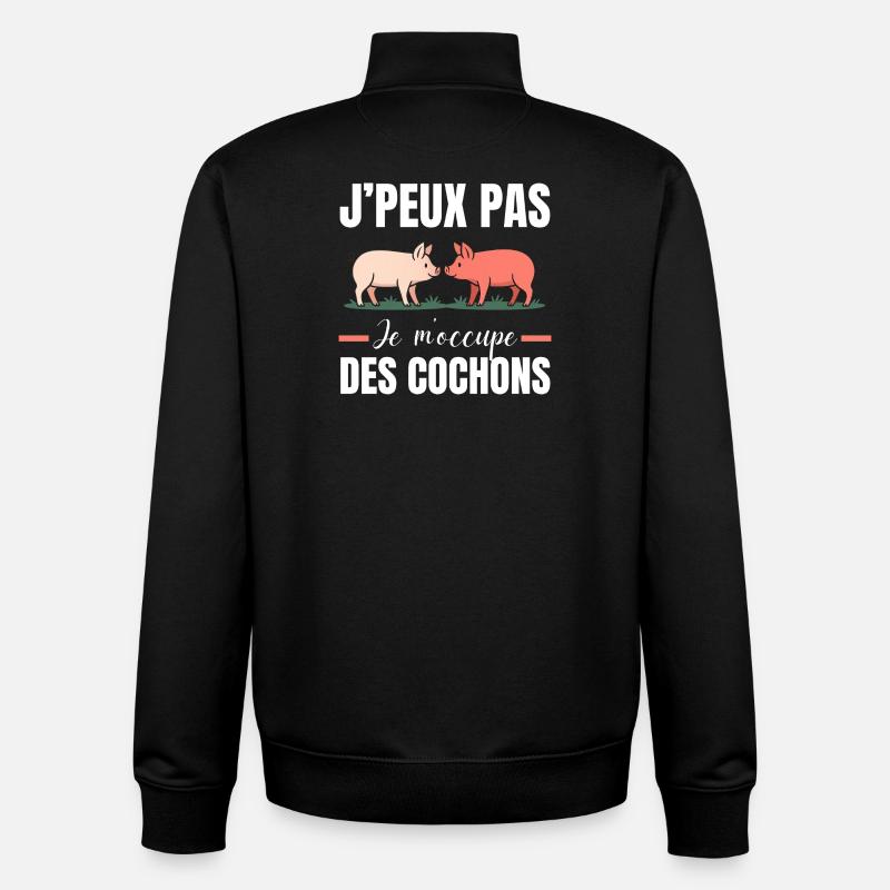 I Can't I Pig Pigs - Unisex Organic Zip Sweatshirt by Stanley/Stella - black