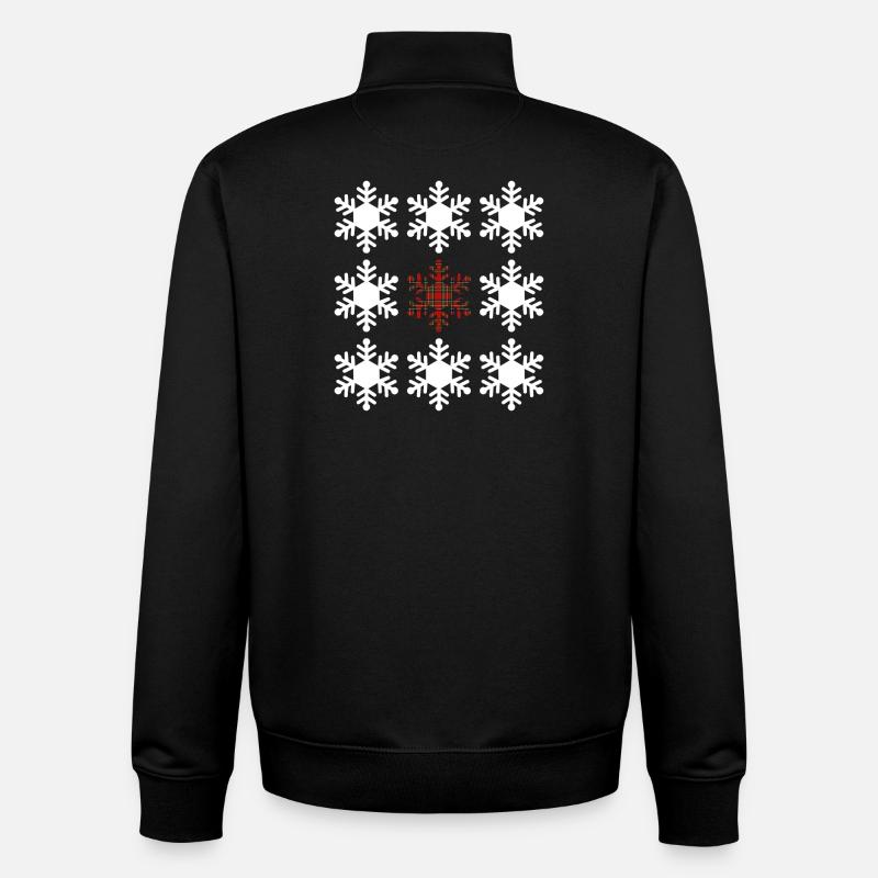 Flocon de neige en tartan - Sweat zippé unisexe en coton bio Stanley/Stella - noir