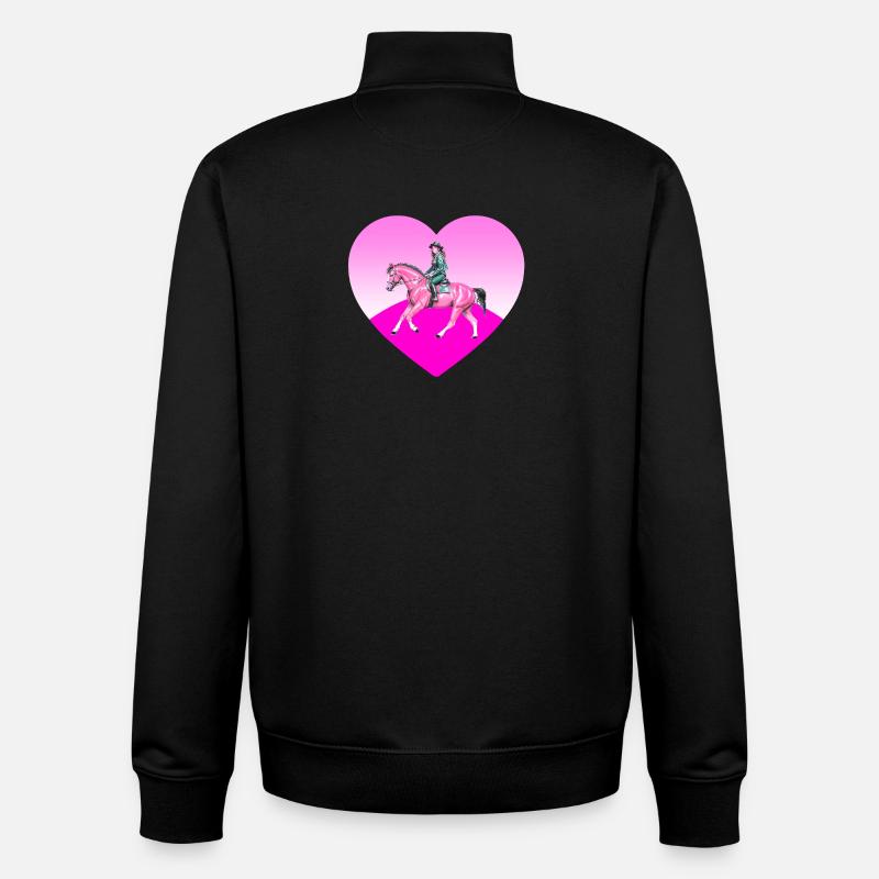 Chevaux - Sweat zippé unisexe en coton bio Stanley/Stella - noir