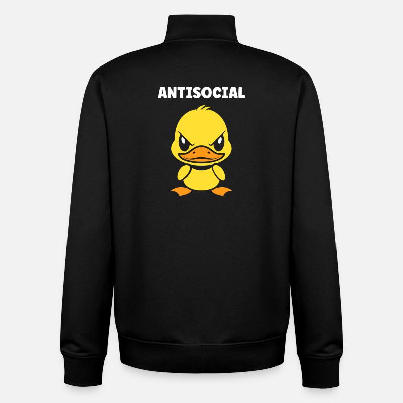 Canard Antisocial Bougon - Sweat zippé unisexe en coton bio Stanley/Stella - noir