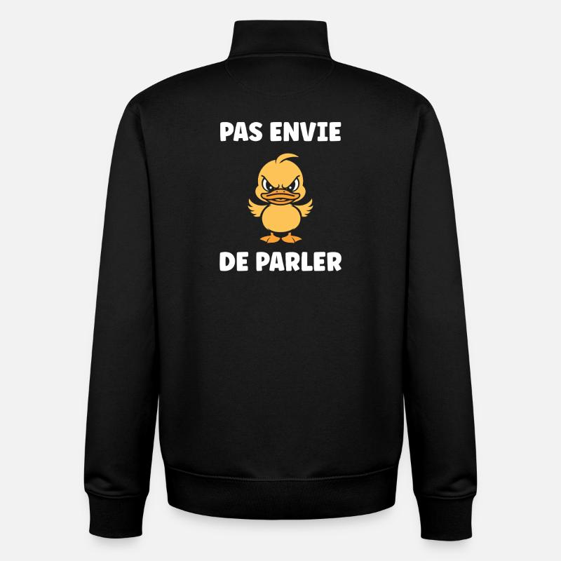Pas envie de parler Canard - Sweat zippé unisexe en coton bio Stanley/Stella - noir