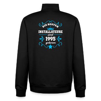 Anniversaire du plombier Né en 1995 Collègues nés - Sweat zippé unisexe en coton bio Stanley/Stella - noir - Dos - AI Model Male 185 light (185cm)