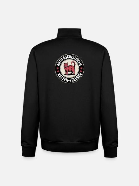 Antifaschistische Katzen Freunde - Gegen Rechts - Unisex Organic Zip Sweatshirt von Stanley/Stella - Schwarz