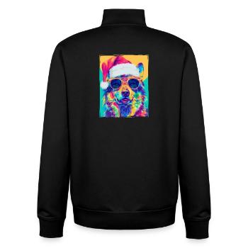 Wolf Christmas Portrait - Unisex Organic Zip Sweatshirt by Stanley/Stella - black - Back - AI Model Male 185 light (185cm)