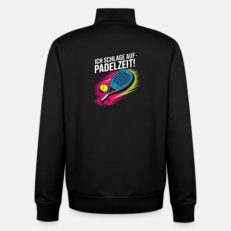 Padel Kraft néon – Temps de trait - Sweat zippé unisexe en coton bio Stanley/Stella - noir