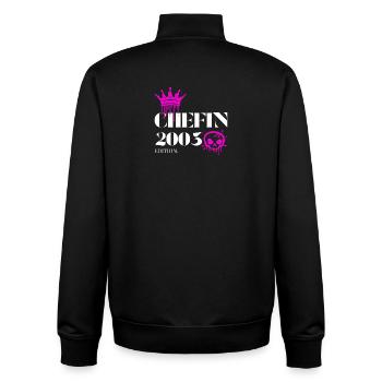 Édition Chefin 2003 22e anniversaire Diction - Sweat zippé unisexe en coton bio Stanley/Stella - noir - Dos - AI Model Male 185 light (185cm)