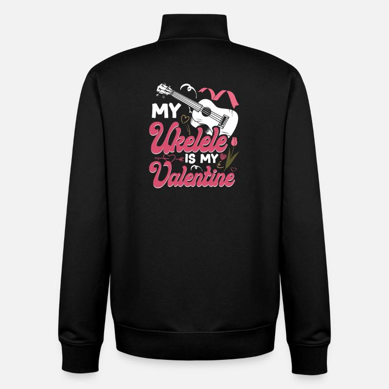 Hawaiian Ukulele Uke Valentines - Unisex Organic Zip Sweatshirt by Stanley/Stella - black