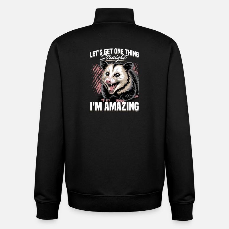 Funny Opossum - Unisex Organic Zip Sweatshirt von Stanley/Stella - Schwarz