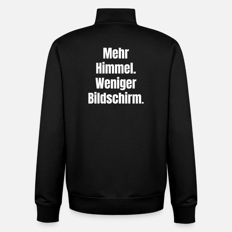 Plus de ciel, moins d’écran - Sweat zippé unisexe en coton bio Stanley/Stella - noir