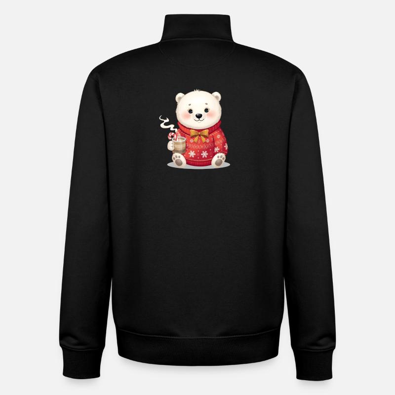 Eisbär im roten Weihnachtspullover - Unisex Organic Zip Sweatshirt von Stanley/Stella - Schwarz