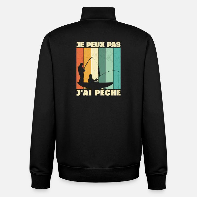 Je Peux Pas J'ai Pêche - Sweat zippé unisexe en coton bio Stanley/Stella - noir