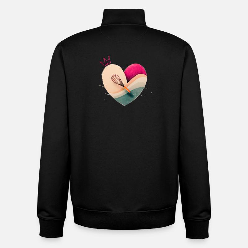 Herz mit Krone - Backen - Unisex Organic Zip Sweatshirt von Stanley/Stella - Schwarz
