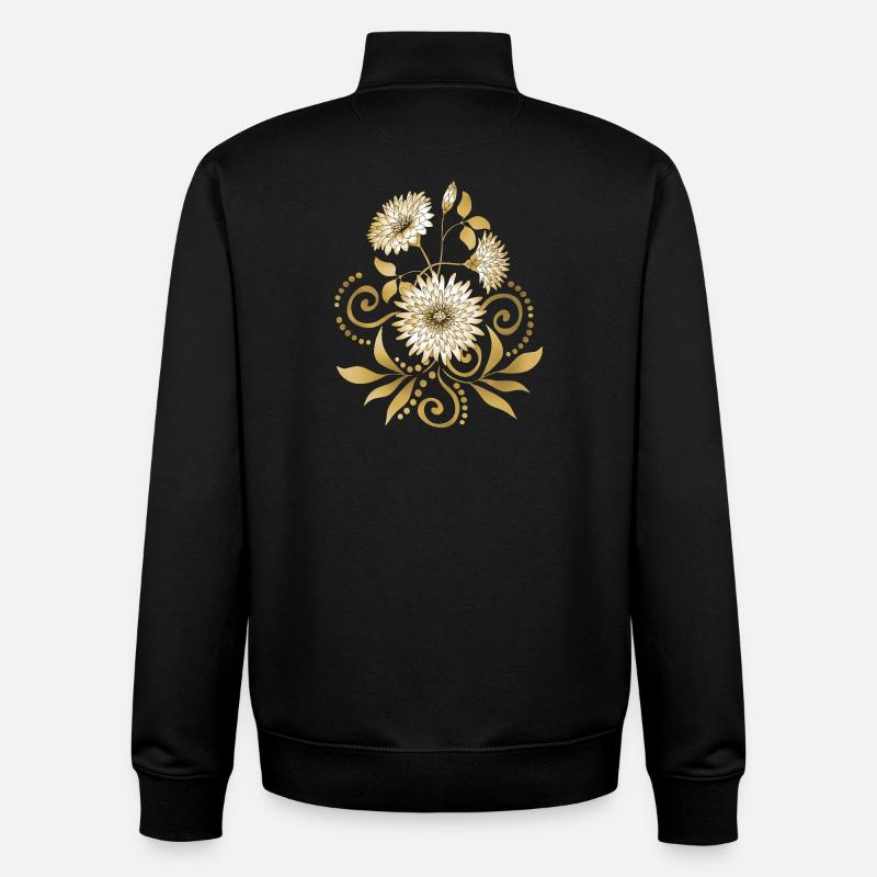 Fleur - Sweat zippé unisexe en coton bio Stanley/Stella - noir