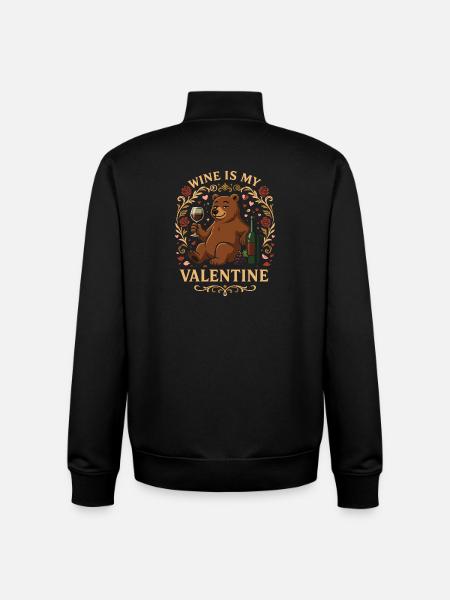 Wine Is My Valentine Bear - Unisex Organic Zip Sweatshirt von Stanley/Stella - Schwarz